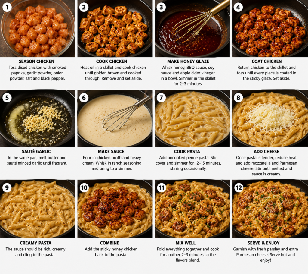 Sticky Smoky Ranch Honey Chicken Pasta