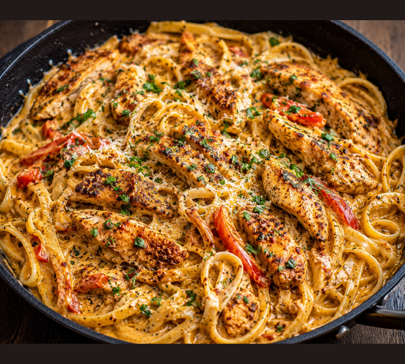 One Pot Spicy Cajun Chicken Alfredo Skillet