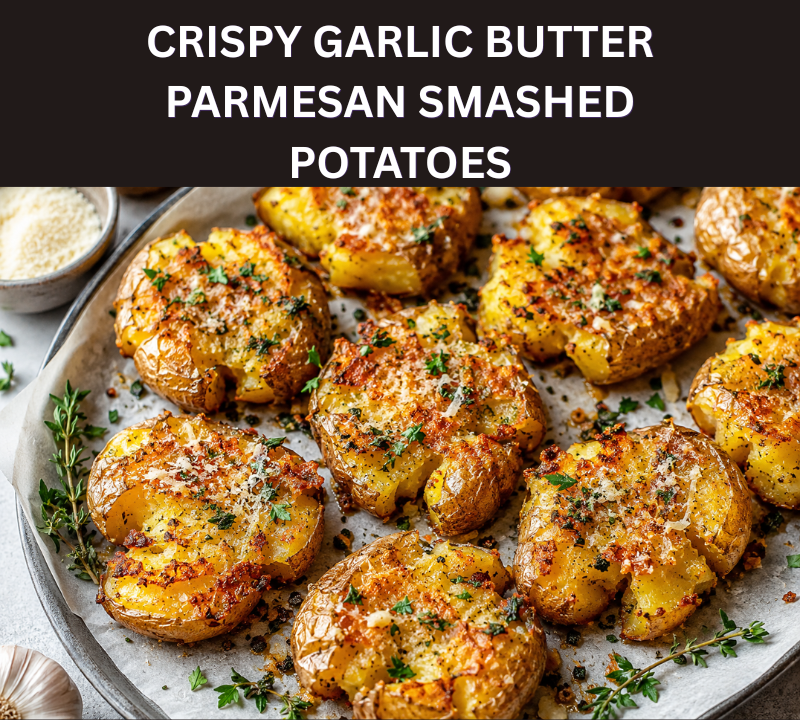 crispy garlic butter parmesan smashed potatoes