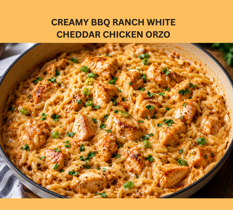 Creamy BBQ Ranch White Cheddar Chicken Orzo
