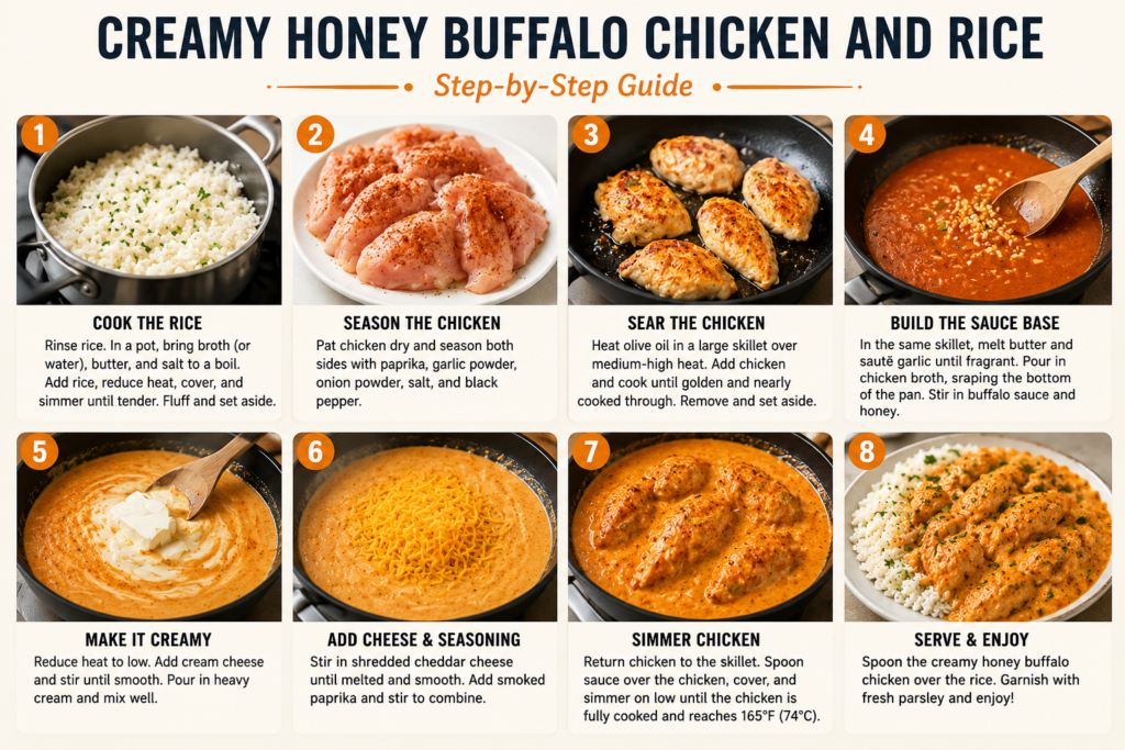Creamy Honey Buffalo Chicken and Rice
