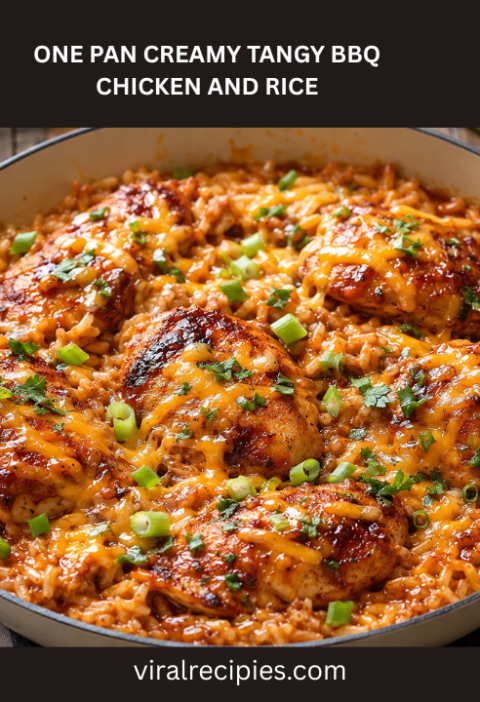 One Pan Creamy Tangy BBQ Chicken and Rice