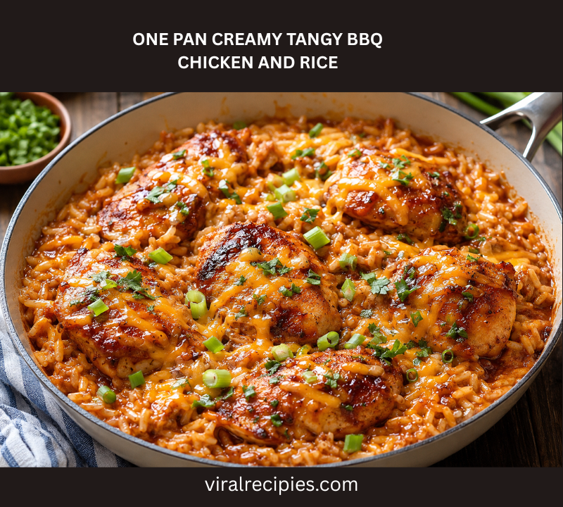 One Pan Creamy Tangy BBQ Chicken and Rice