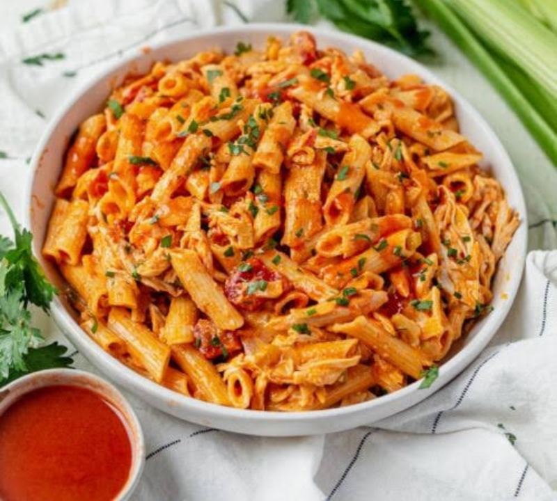 One-Pot Creamy Buffalo Mac and Sausage