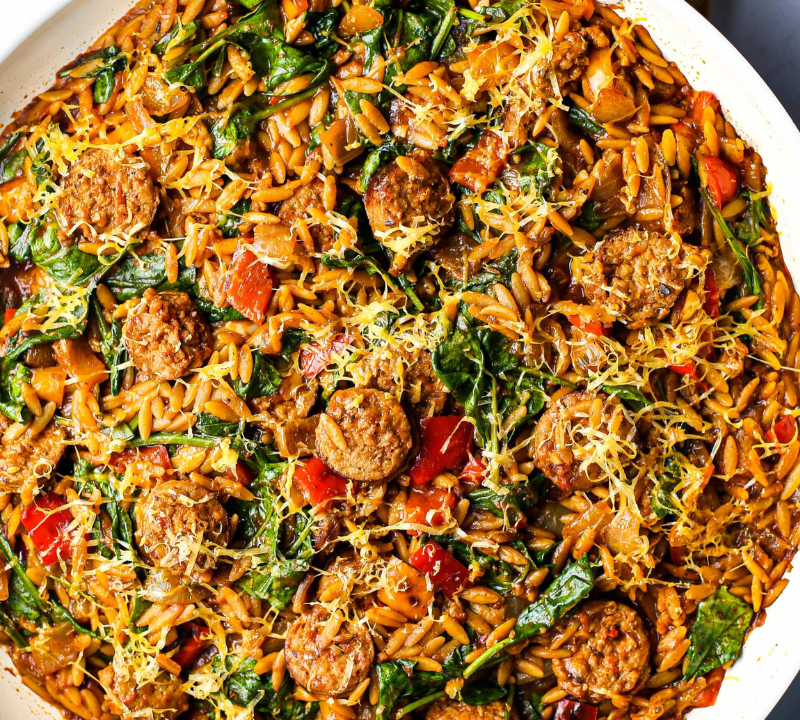 One-Pot Honey Garlic Butter Ranch Sausage and Orzo
