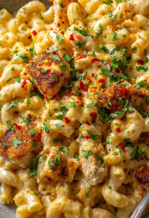 One-Skillet Creamy Cajun Chicken and Cheddar Mac