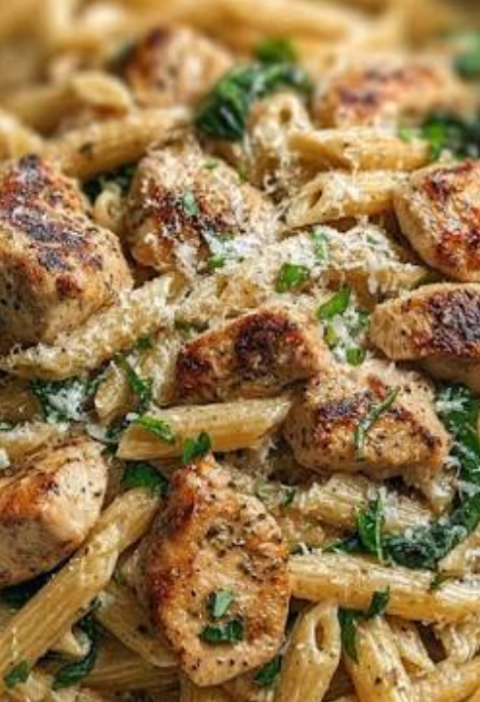 Sticky Garlic Parmesan Chicken Skillet Pasta