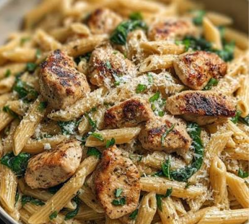 Sticky Garlic Parmesan Chicken Skillet Pasta