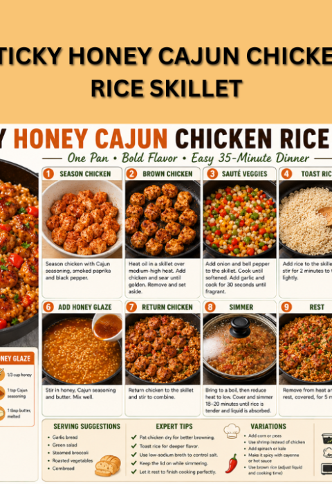 Sticky Honey Cajun Chicken Rice Skillet