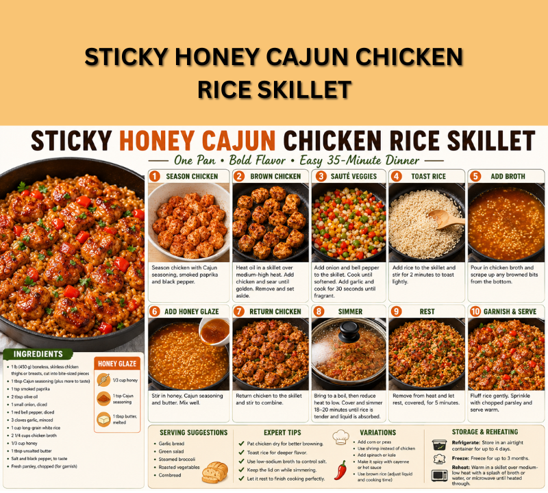 Sticky Honey Cajun Chicken Rice Skillet
