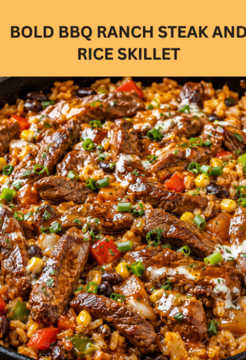 bold bbq ranch steak and rice skillet