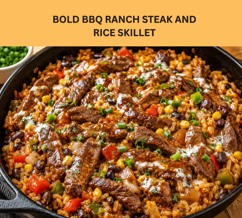 bold bbq ranch steak and rice skillet
