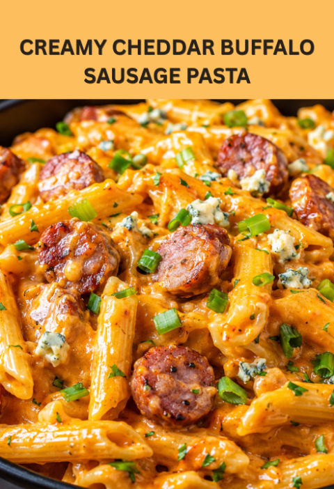 creamy cheddar buffalo sausage pasta