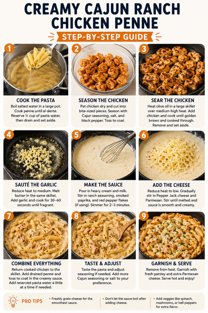 creamy spicy ranch pepper jack cajun chicken penne