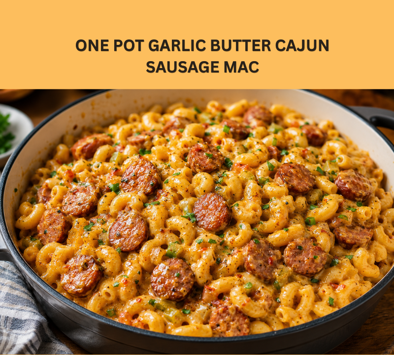 one pot garlic butter cajun sausage mac