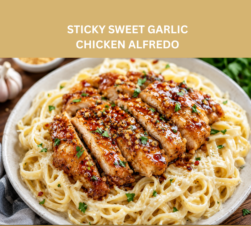 sticky sweet garlic chicken alfredo