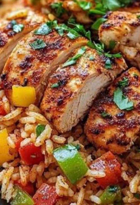 sweet and spicy cajun chicken rice skillet