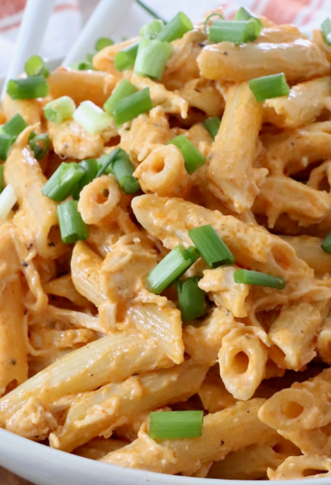 -Creamy Buffalo Garlic Butter Chicken Penne