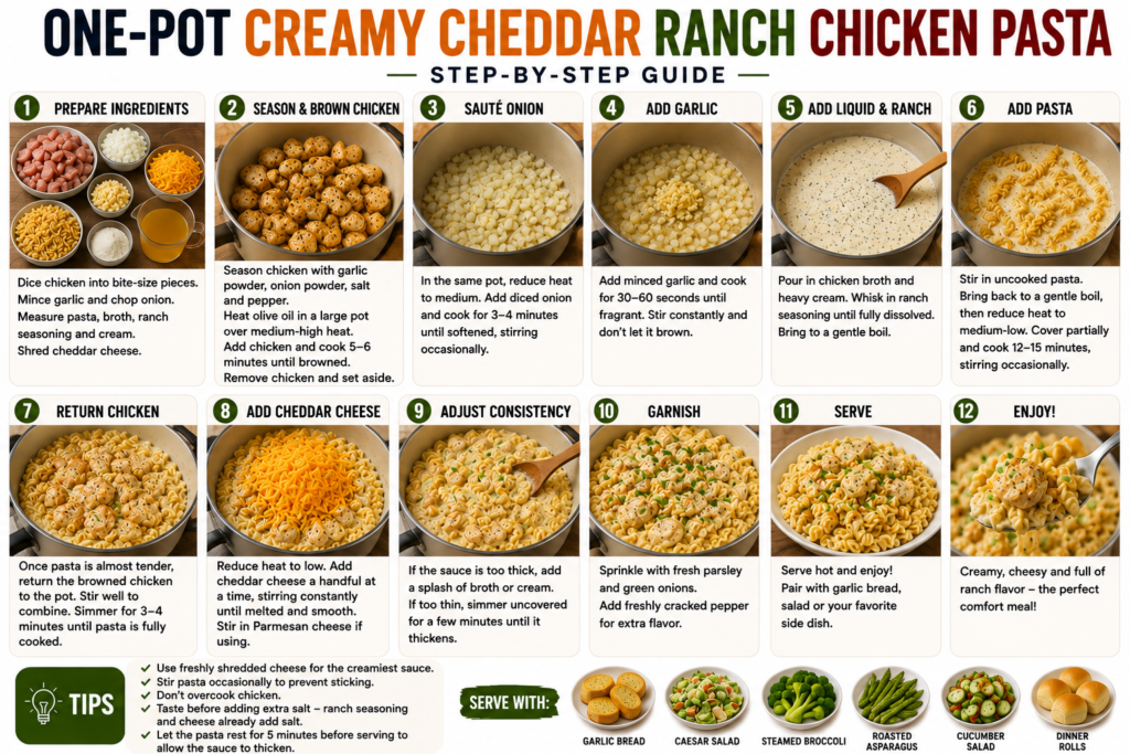 Creamy Cheddar Ranch Chicken Pasta Recipe