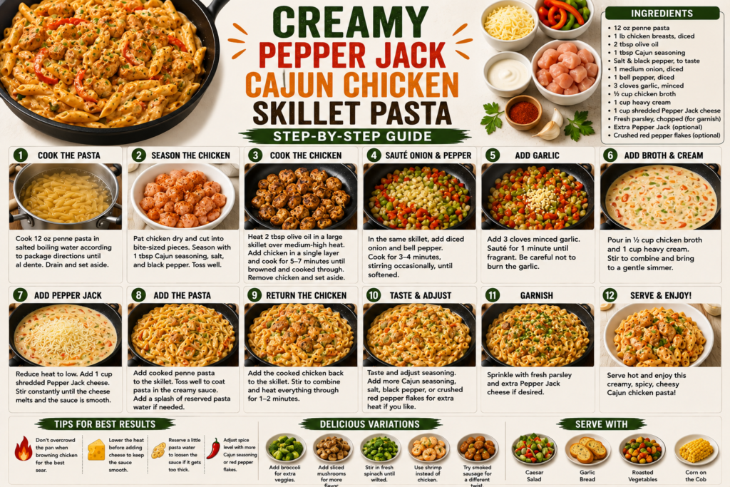 Creamy Pepper Jack Cajun Chicken Skillet Pasta