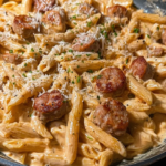 Creamy Sweet Chili Cajun Sausage and Cheddar Penne