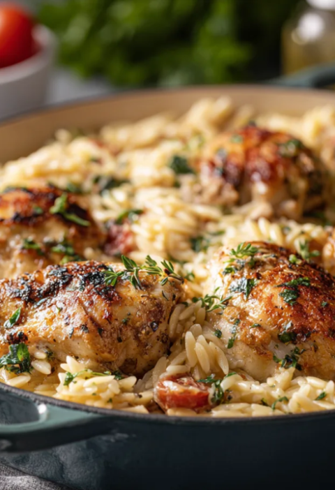 One-Pan Sweet Honey Garlic Parmesan Chicken Orzo