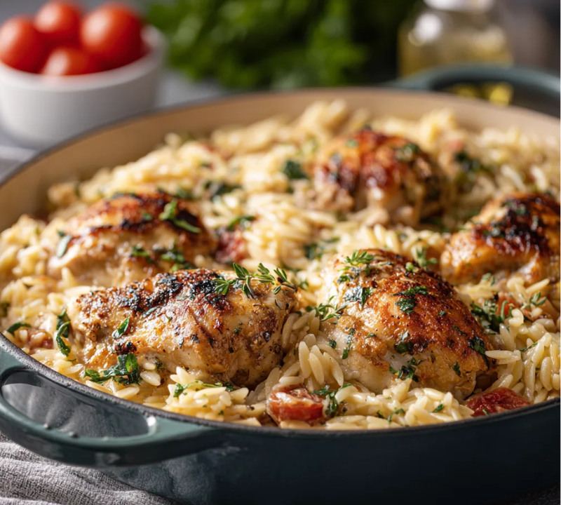 One-Pan Sweet Honey Garlic Parmesan Chicken Orzo