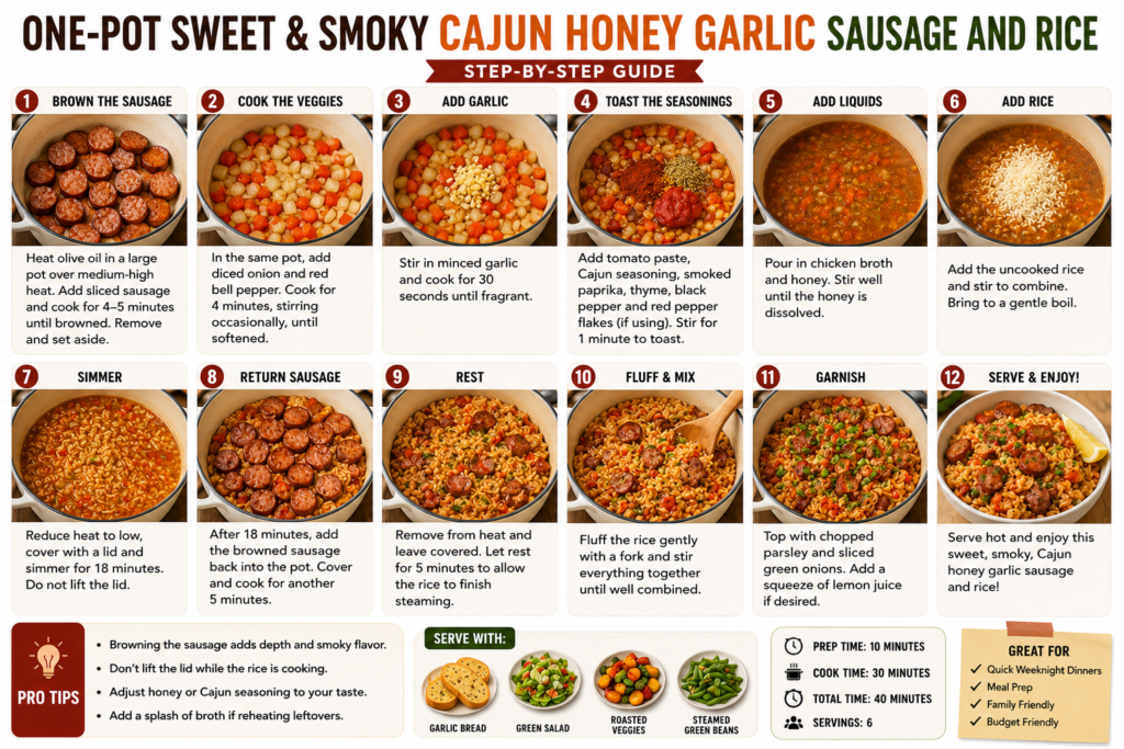 One-Pot Sweet & Smoky Cajun Honey Garlic Sausage and Rice