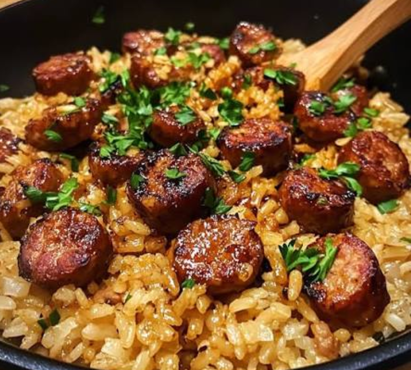 One-Pot Sweet & Smoky Cajun Honey Garlic Sausage and Rice