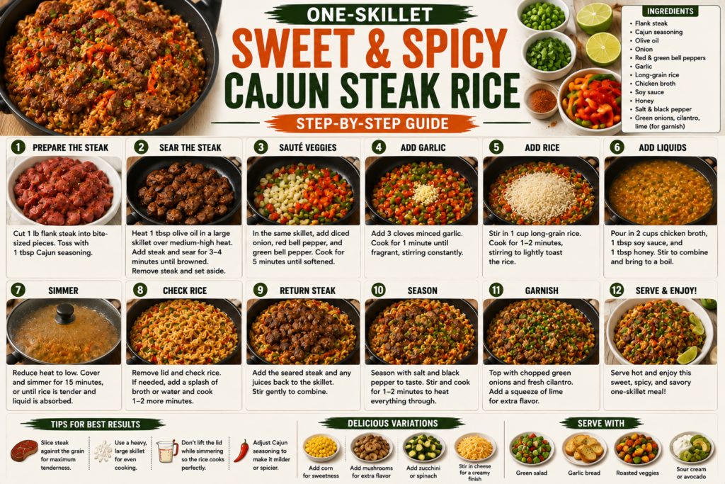 One-Skillet Sweet and Spicy Cajun Steak Rice
