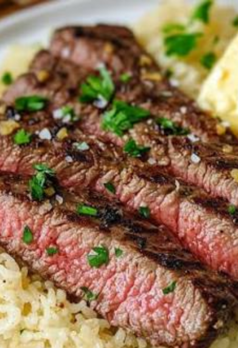 Smoky Garlic Butter Steak and Cheddar Rice