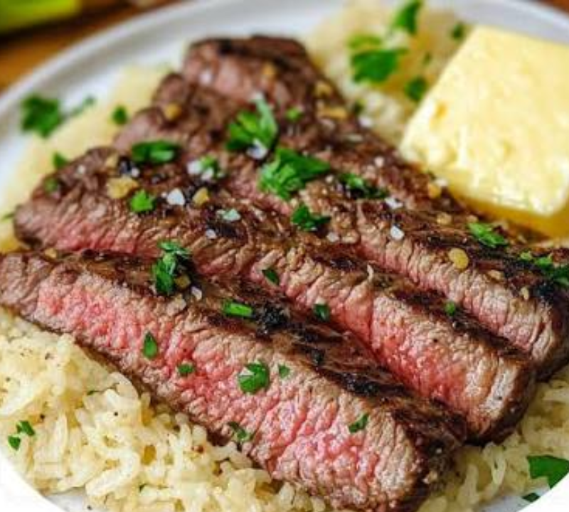 Smoky Garlic Butter Steak and Cheddar Rice
