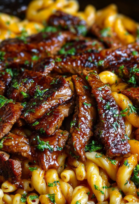 Sticky Cajun Smoky Parmesan Honey Steak Pasta Skillet