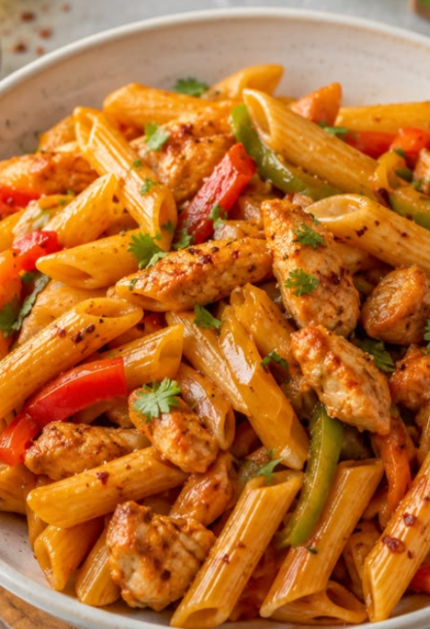 Sticky Spicy Buffalo Ranch Pepper Jack Chicken Pasta