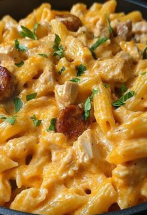 creamy buffalo honey garlic sausage mac