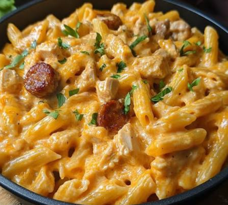 creamy buffalo honey garlic sausage mac