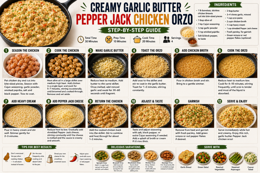 creamy garlic butter pepper jack chicken orzo