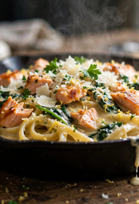 Creamy Garlic Butter Salmon Pasta