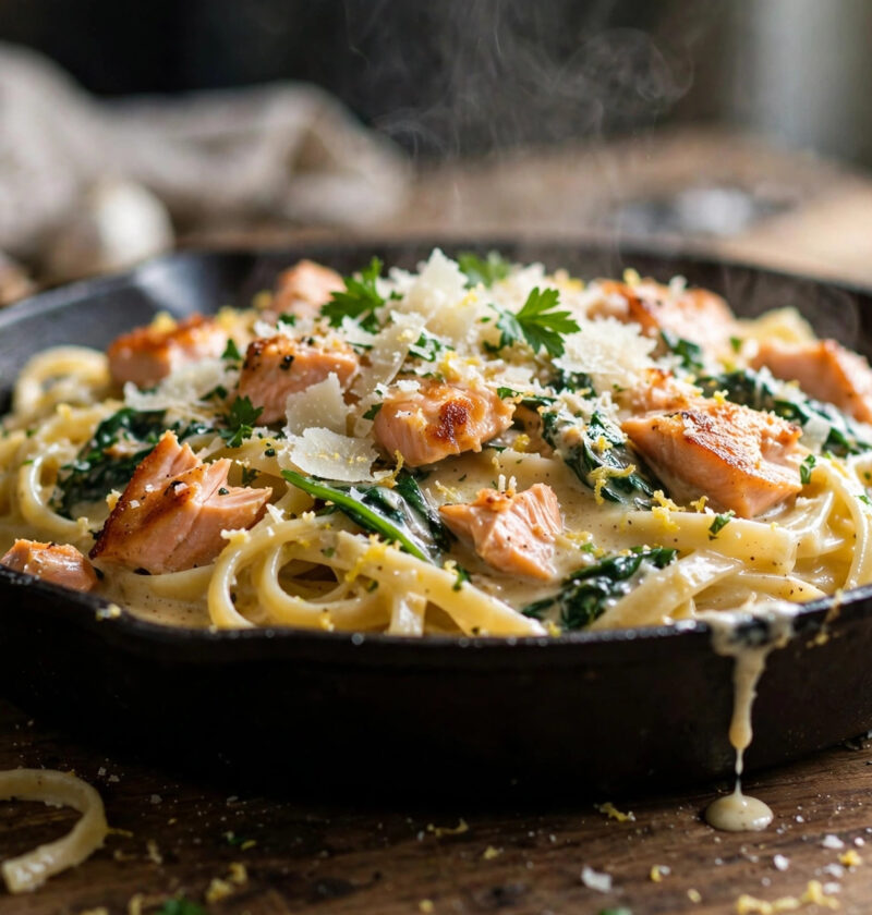 Creamy Garlic Butter Salmon Pasta