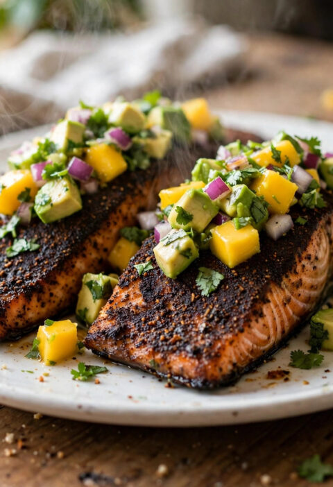 Blackened Salmon with Mango Avocado Salsa