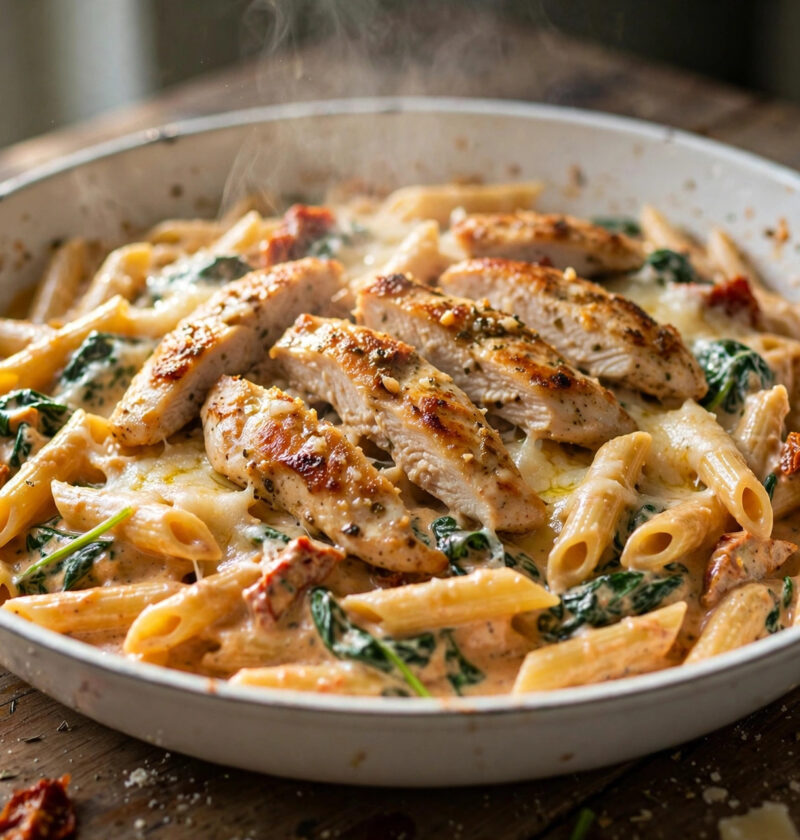 One-Pot Creamy Tuscan Garlic Chicken Pasta